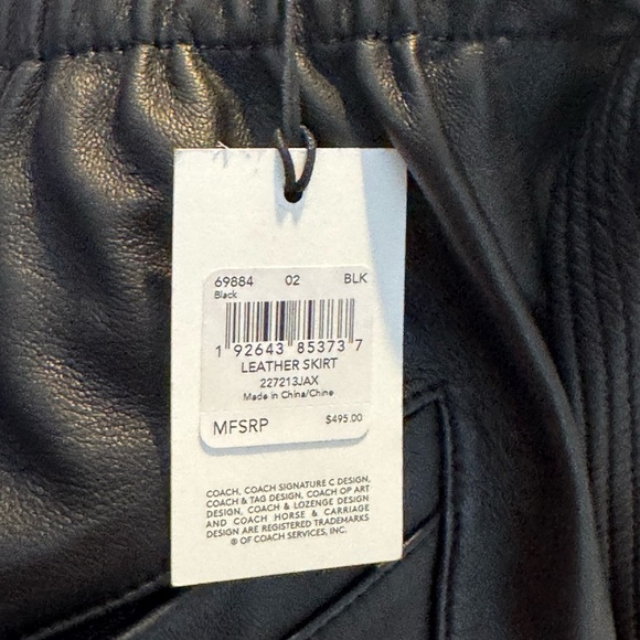 NWT Coach Luxe Lamb Skin Leather Skirt with Elastic Waist Size 2 - Picture 7 of 8